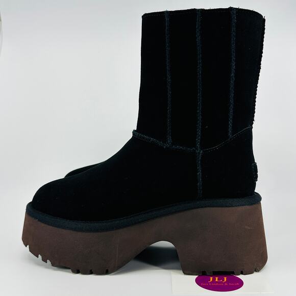 UGG Women's Classic Twin Seam New Heights Black Suede Boots 1158313 Size 7 - Picture 5 of 11